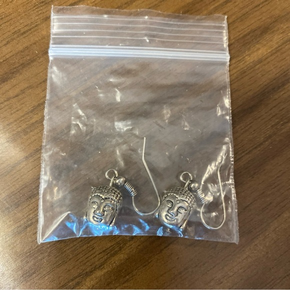 Sterling Silver Buddha Head Dangle 3D Earrings NEW - Picture 7 of 11